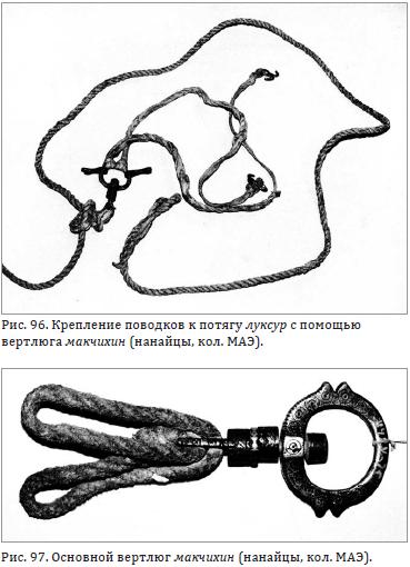 Крепление поводков к потягу луксур с помощью вертлюга макчихин (нанайцы)