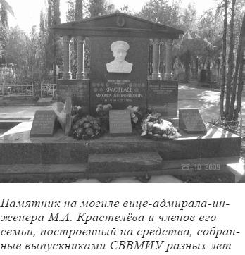 Памятник на могиле вице-адмирала-инженера М.А. Крастелёва и членов его семьи, построенный на средства, собранные выпускниками СВВМИУ разных лет