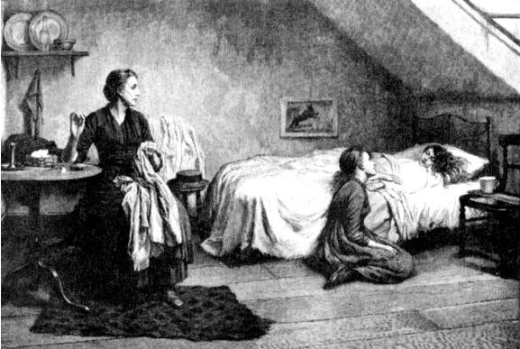 «Вдова и сироты». Гравюра Т. Б. Кеннингтона из журнала «Иллюстрированные лондонские новости». 1888 «Вдова и сироты». Гравюра Т. Б. Кеннингтона из журнала «Иллюстрированные лондонские новости». 1888