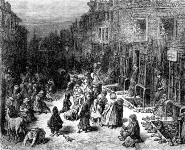 Дети трущоб. Рисунок Гюстава Доре из книги «Паломничество». 1877 Дети трущоб. Рисунок Гюстава Доре из книги «Паломничество». 1877