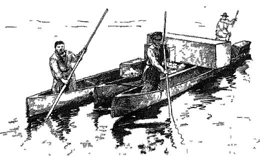 Строенные баты-паром для перевозки грузов, р Ковран, 1911 г (по В И Иохельсону) Строенные баты-паром для перевозки грузов, р Ковран, 1911 г (по В И Иохельсону)