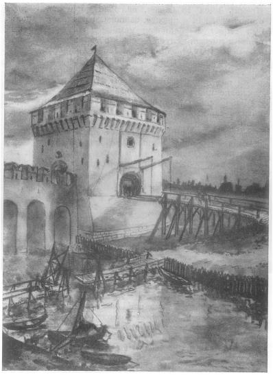 Башня Кутафья — отводная стрельница Московского Кремля. Конец XV — начало XVIв