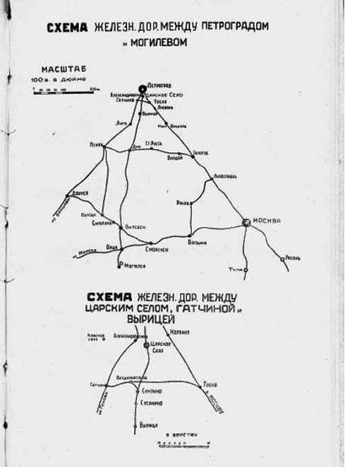 Схема железной дороги между Петроградом и Могилевом Схема железной дороги между Петроградом и Могилевом