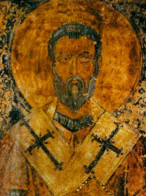 Св. Капитон, епископ Херсонский, фреска южной внутренней галереи Собора св. Софии, Киев Св. Капитон, епископ Херсонский, фреска южной внутренней галереи Собора св. Софии, Киев